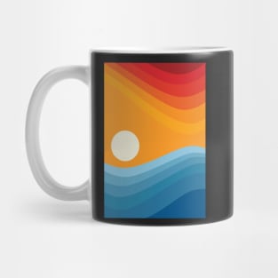 Blue and Orange Minimalist Abstract Ocean Landscape Mug